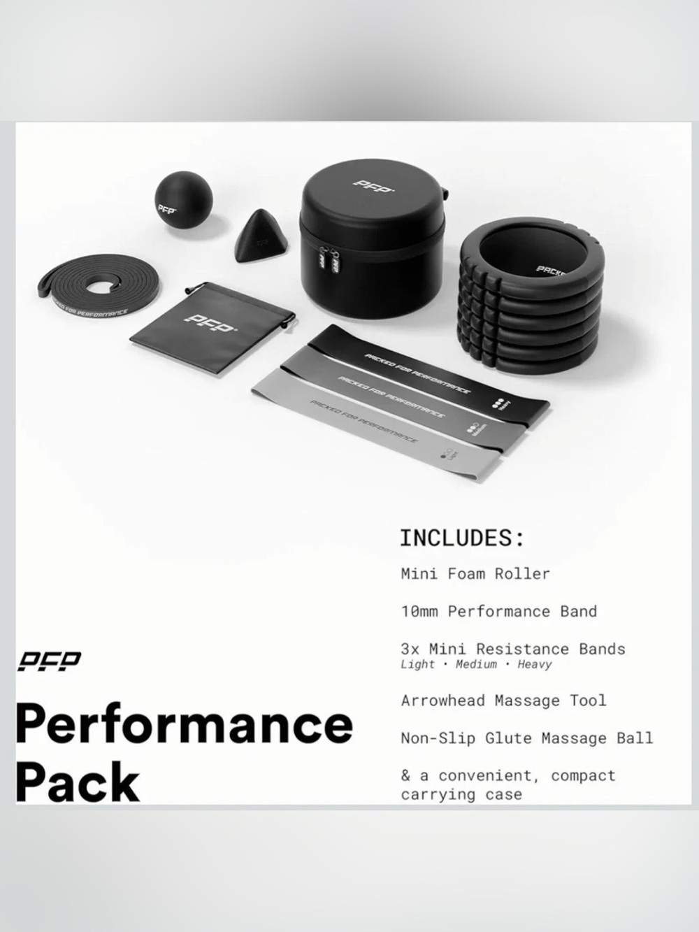 Performance Pack Mini Foam Roller & Resistance Band Set - Black